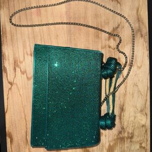 Zara Green Sparkly Mini City Bag with Removable Silver Chain Strap